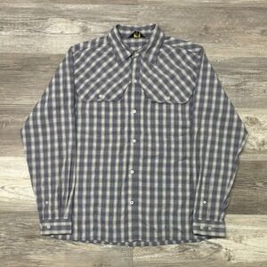 Blackhawk! Gray Check Mens M Nylon Button Up Long Sleeve Tactical Shirt EUC
